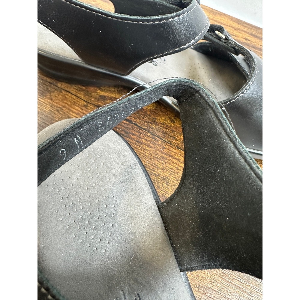 SAS Tabby Womens Black Leather Slingback Comfort Sandals Adjustable Straps 9 N - Picture 9 of 12